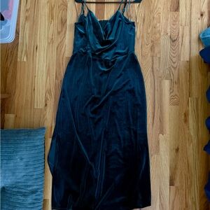 Teal Emerald Velvet Dress